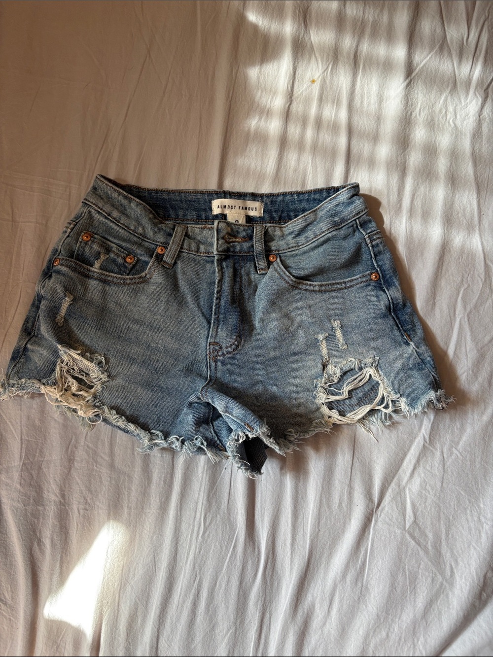 Almost Famous Light Blue Distressed Denim Shorts